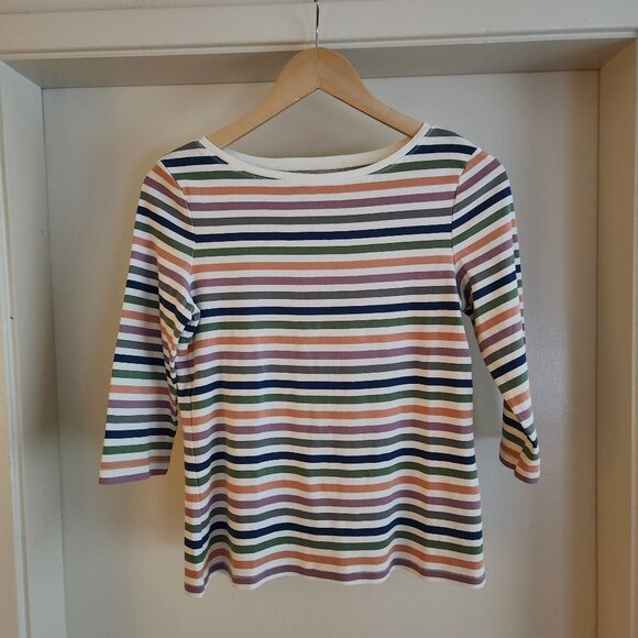 Women's Montego Striped T-Shirt with 3/4 Sleeves - Picture 1 of 1